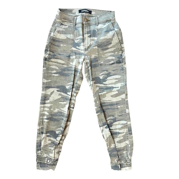 Camo Joggers Express Army High Rise Stretchy Joggers Size 4 Camo Denim - Picture 4 of 10